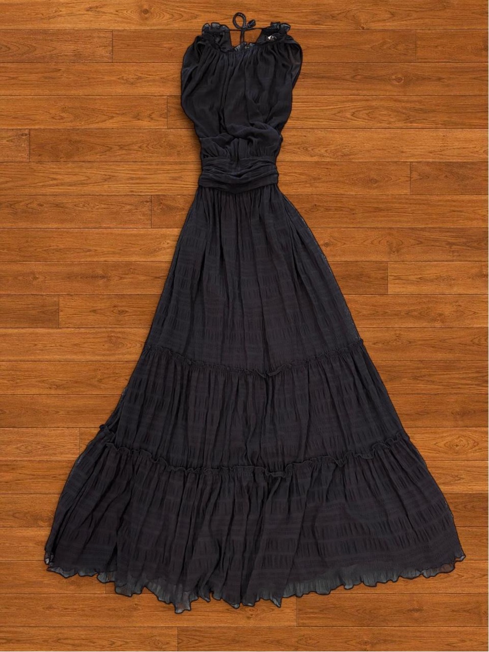 Max Studio Black Tiered Halter Maxi Dress